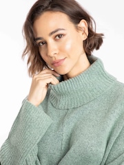 Weird Fish Green Carolyn Roll Neck Tunic Jumper - Image 3 of 8