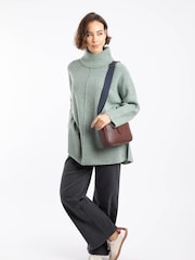 Weird Fish Green Carolyn Roll Neck Tunic Jumper - Image 4 of 8