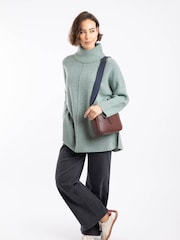 Weird Fish Green Carolyn Roll Neck Tunic Jumper - Image 5 of 8