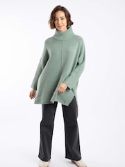 Weird Fish Green Carolyn Roll Neck Tunic Jumper - Image 6 of 8