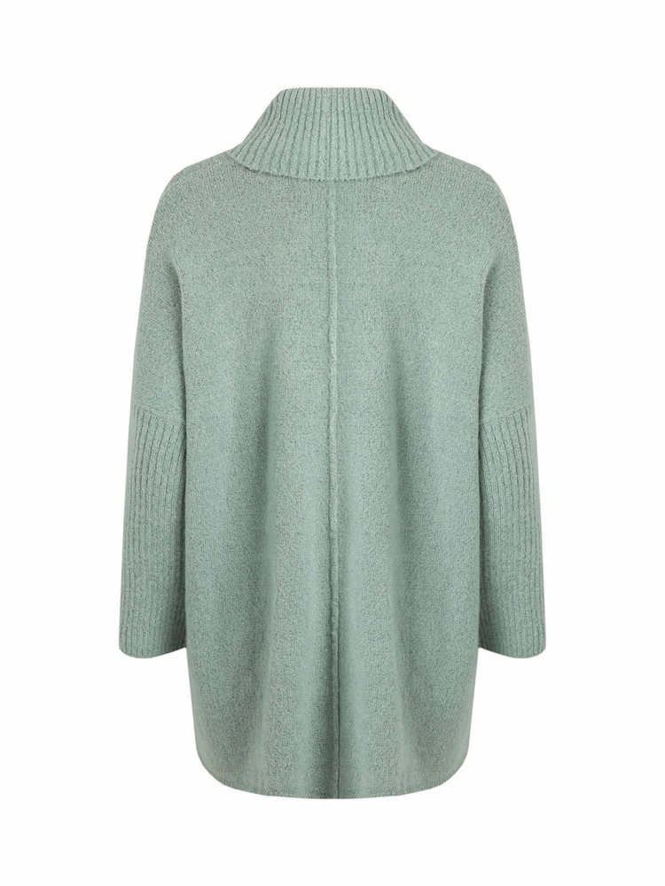 Weird Fish Green Carolyn Roll Neck Tunic Jumper - Image 8 of 8 Weird Fish Green Carolyn Roll Neck Tunic Jumper - Image 8 of 8