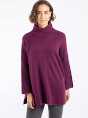 Weird Fish Purple Carolyn Roll Neck Tunic Jumper - Image 1 of 8