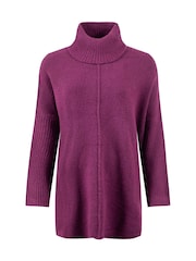 Weird Fish Purple Carolyn Roll Neck Tunic Jumper - Image 7 of 8