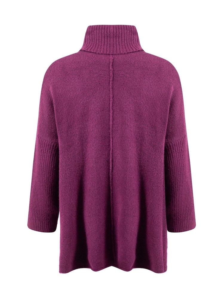 Weird Fish Purple Carolyn Roll Neck Tunic Jumper - Image 8 of 8 Weird Fish Purple Carolyn Roll Neck Tunic Jumper - Image 8 of 8
