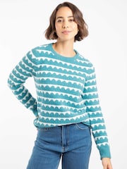 Weird Fish Blue Tyla Cosy Patterned Knit Jumper - Image 1 of 8