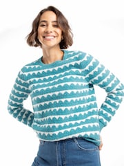 Weird Fish Blue Tyla Cosy Patterned Knit Jumper - Image 3 of 8