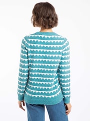 Weird Fish Blue Tyla Cosy Patterned Knit Jumper - Image 4 of 8