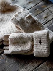 Weird Fish Cream Cassell Sparkle Fingerless Gloves - Image 1 of 3
