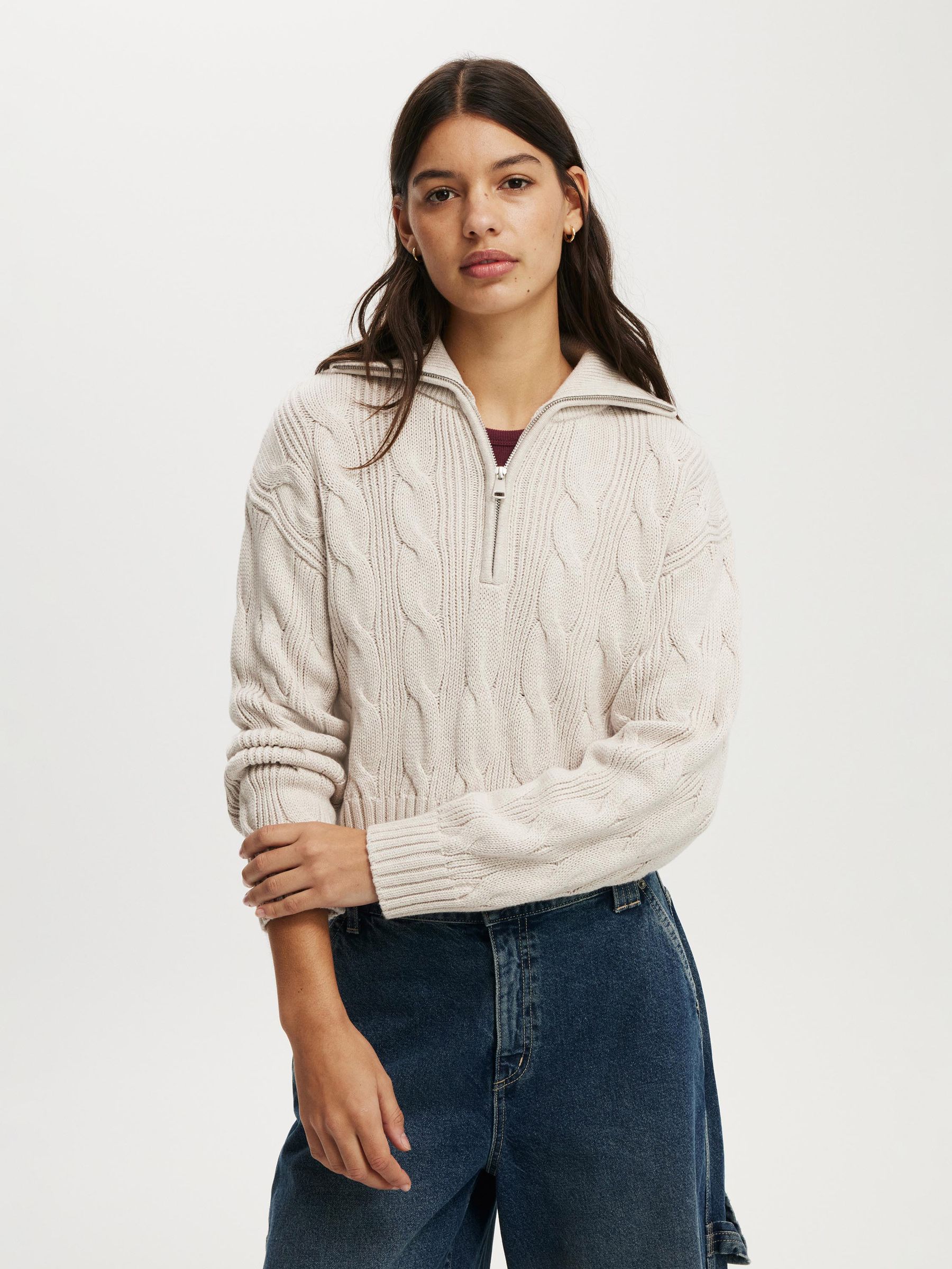 Comprar Moletom Cotton On Cotton com meio zíper e textura de tricô