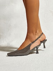 Linzi Grey Method Square Toe Slingback Court Heels - Image 1 of 6