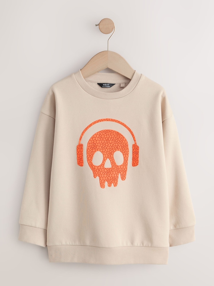 Cement Skull Graphic Crew Neck Sweater (3-16yrs) - Image 1 of 4