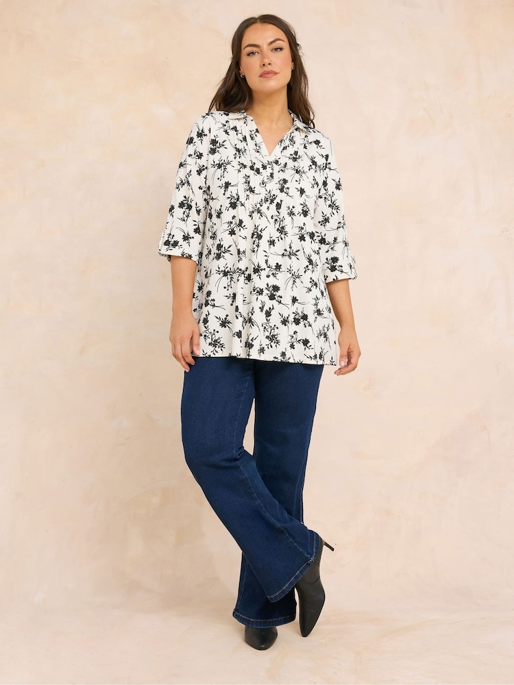 Evans White Pintuck Slub Henley Top - Image 2 of 5 Evans White Pintuck Slub Henley Top - Image 2 of 5