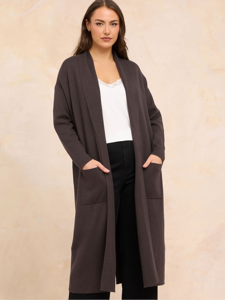 Evans Brown Premium Longline Cardigan - Image 1 of 5 Evans Brown Premium Longline Cardigan - Image 1 of 5