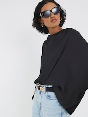 River Island Black Satin Drape Short Sleeve Top - Image 4 of 4