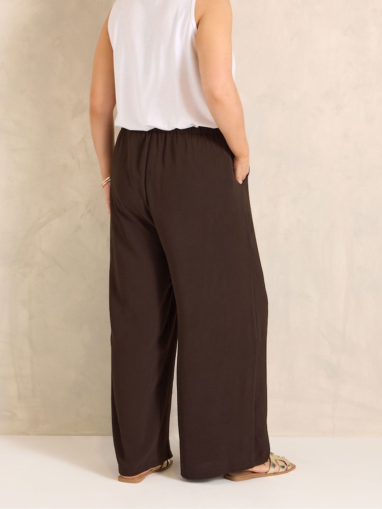 Evans Brown Pull On Crepe Trousers - Image 2 of 5