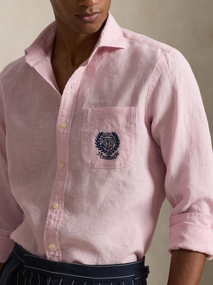 Polo Ralph Lauren Carmel Pink Wimbledon Linen Shirt - Image 3 of 3