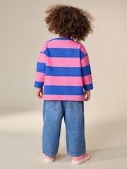 Pink Blue Stripe Long Sleeve Textured T-Shirt (3mths-7yrs) - Image 3 of 7