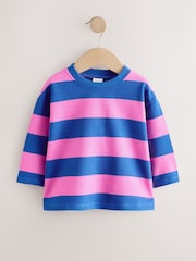 Pink Blue Stripe Long Sleeve Textured T-Shirt (3mths-7yrs) - Image 4 of 7