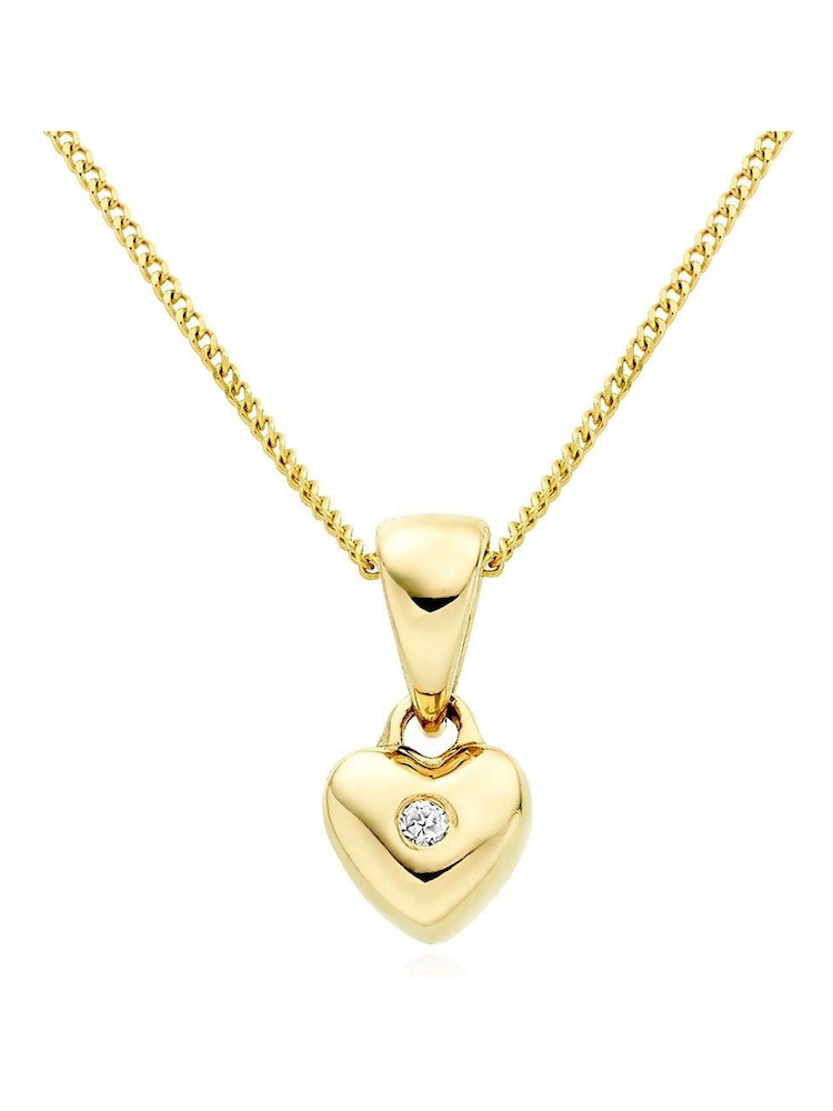 Beaverbrooks Childrens 9ct Yellow Gold Plated Diamond Heart Pendant - Image 1 of 3 Beaverbrooks Childrens 9ct Yellow Gold Plated Diamond Heart Pendant - Image 1 of 3