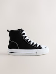 Black Canvas Wide Fit (G) Lace Up High Top Trainers - Image 3 of 5