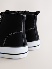 Black Canvas Wide Fit (G) Lace Up High Top Trainers - Image 4 of 5