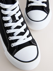 Black Canvas Wide Fit (G) Lace Up High Top Trainers - Image 5 of 5