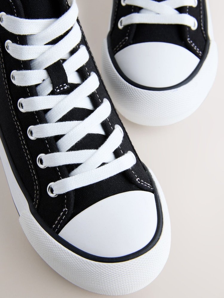 Black Canvas Wide Fit (G) Lace Up High Top Trainers - Image 5 of 5 Black Canvas Wide Fit (G) Lace Up High Top Trainers - Image 5 of 5