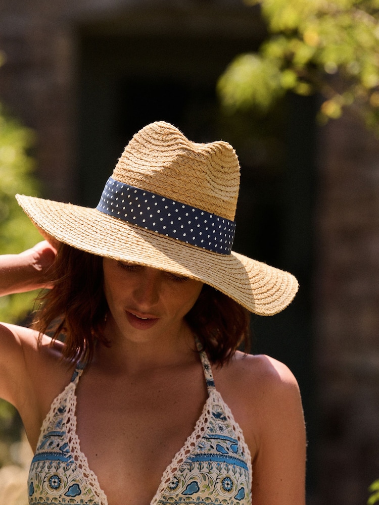 Laura Ashley Natural Fedora Beach Straw Hat - Image 1 of 6