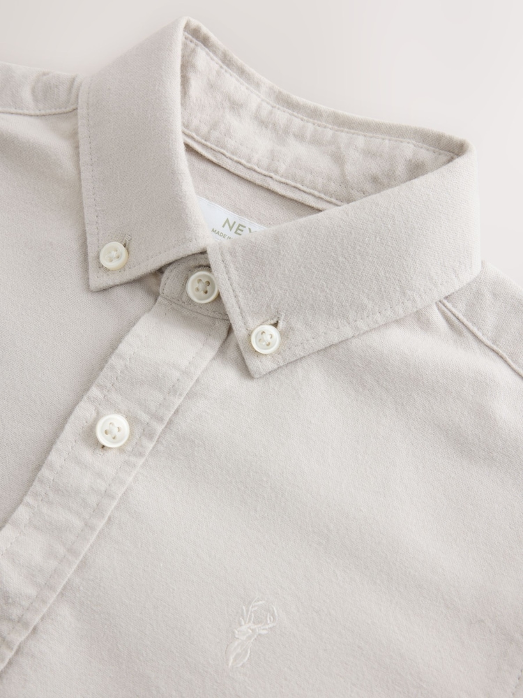 Ecru Long Sleeve Brushed Oxford Shirt (3-16yrs) - Image 4 of 4
