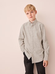Neutral Micro Check Long Sleeve Textured Shirt (3-16yrs) - Image 1 of 7