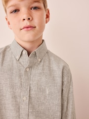Neutral Micro Check Long Sleeve Textured Shirt (3-16yrs) - Image 3 of 7