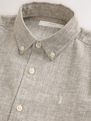 Neutral Micro Check Long Sleeve Textured Shirt (3-16yrs) - Image 6 of 7