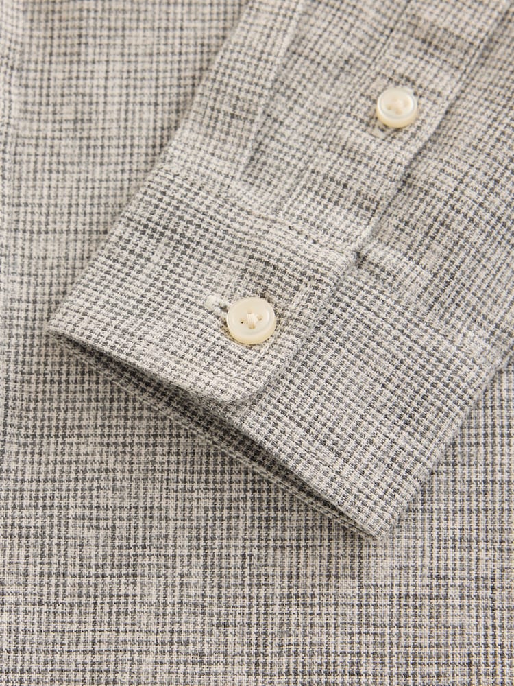Neutral Micro Check Long Sleeve Textured Shirt (3-16yrs) - Image 7 of 7 Neutral Micro Check Long Sleeve Textured Shirt (3-16yrs) - Image 7 of 7