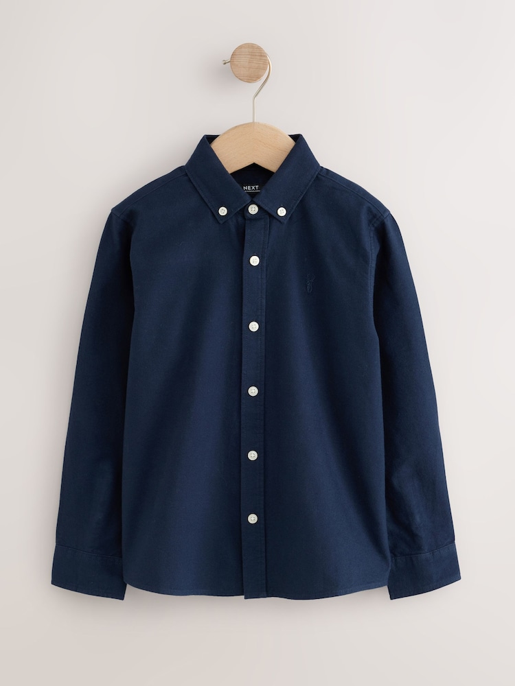 Navy Long Sleeve Brushed Oxford Shirt (3-16yrs) - Image 1 of 4