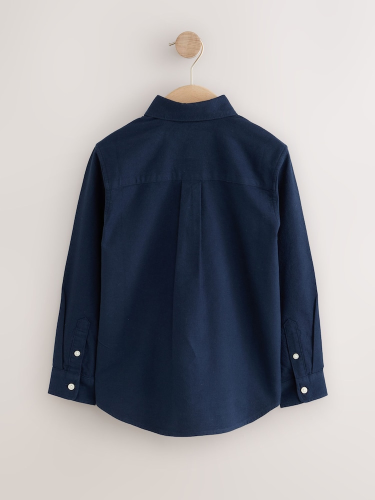 Navy Long Sleeve Brushed Oxford Shirt (3-16yrs) - Image 2 of 4