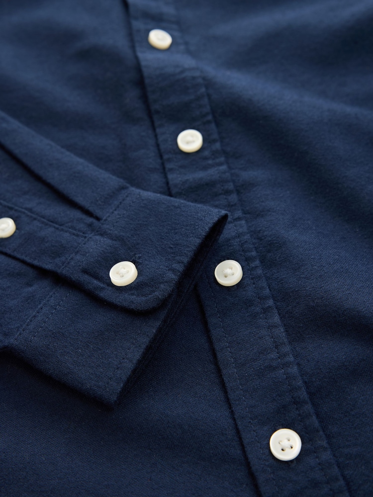 Navy Long Sleeve Brushed Oxford Shirt (3-16yrs) - Image 4 of 4