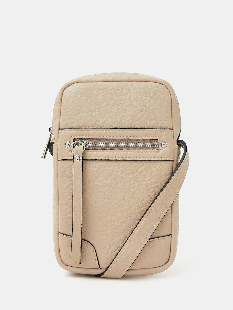 Accessorize Cream Faux Leather Cross-Body Phone Bag - Image 1 of 2 Accessorize Cream Faux Leather Cross-Body Phone Bag - Image 1 of 2