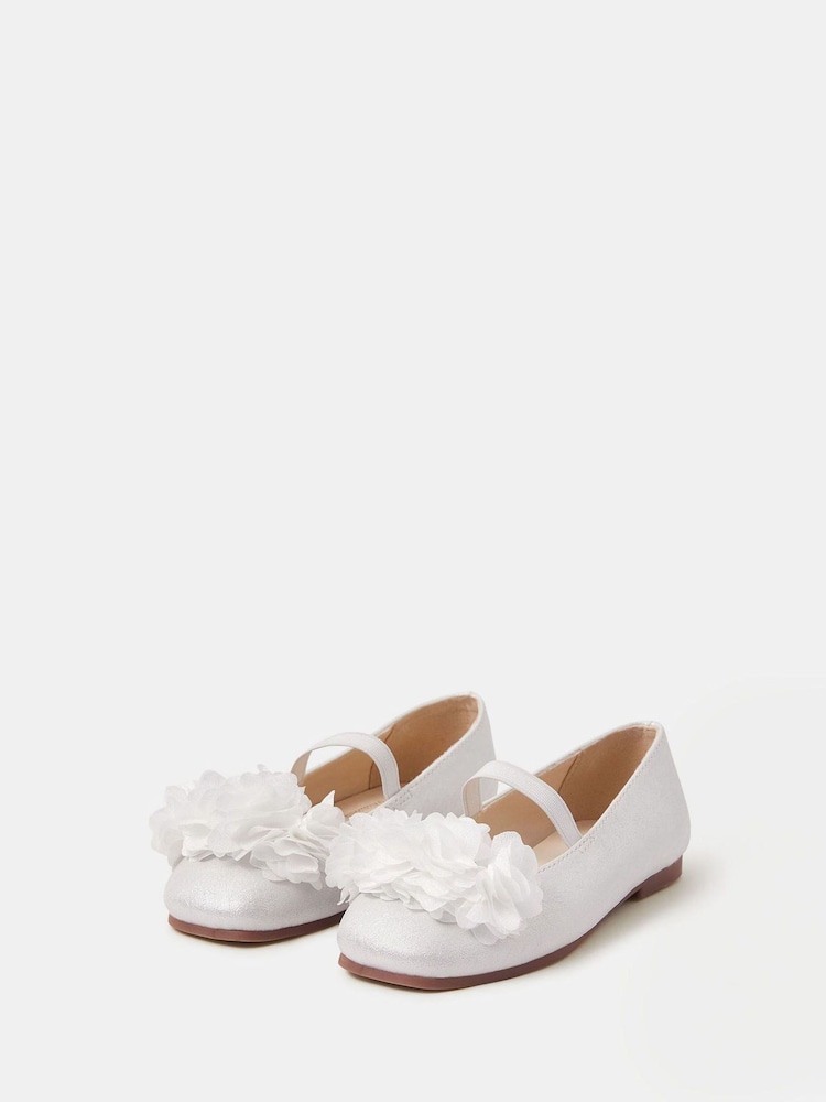 Angels By Accessorize White Girls Corsage Flower Ballet Flats Shoes - Image 1 of 2