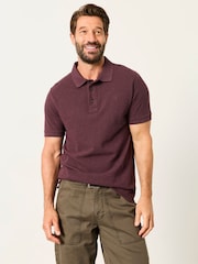 FatFace Dusky Purple Short Sleeve Pique Polo Shirt - Image 1 of 5