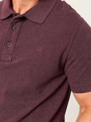 FatFace Dusky Purple Short Sleeve Pique Polo Shirt - Image 4 of 5