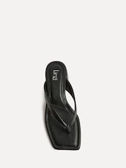 黑色 - Linzi Phase Toe Post Block Heel Mules Sandals - 圖片 4/5