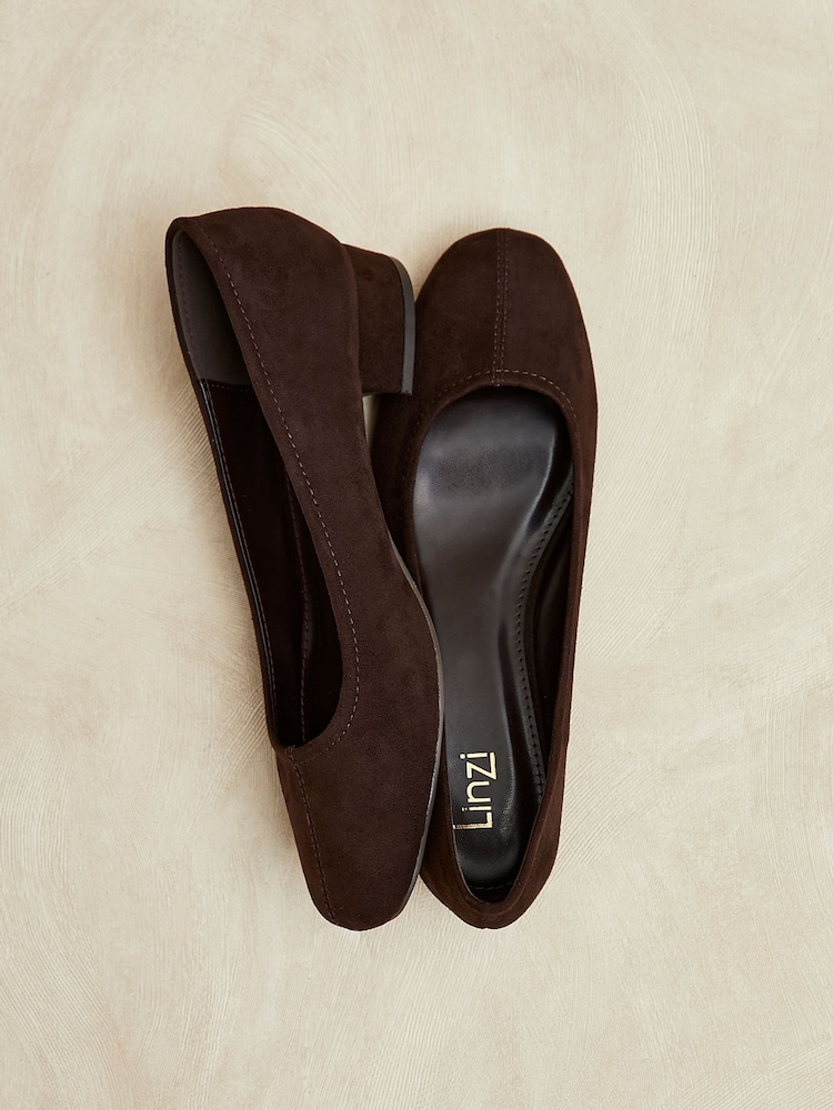 Linzi Brown Origin Square Toe With Low Block Heel Pumps - Image 1 of 6
