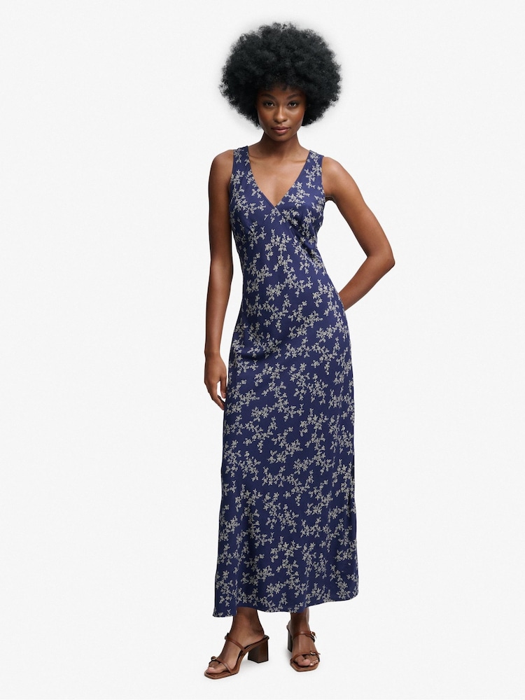 Granatowy - Superdry Heritage V-Neck Maxi Dress - Obraz 1 z 6