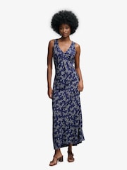 Granatowy - Superdry Heritage V-Neck Maxi Dress - Obraz 2 z 6