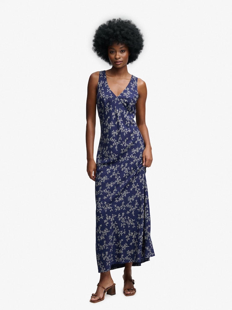 Granatowy - Superdry Heritage V-Neck Maxi Dress - Obraz 2 z 6