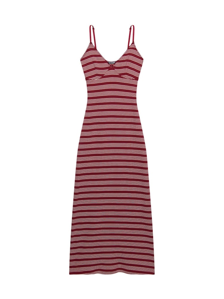 brandy melville red striped dress Brandy Melville Cami Striped Dress One Size Red Clean Girl Preppy Minimalist 90s