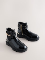 Baker by Ted Baker Multiple Straps Chunky Chelsea Black Boots - Image 3 of 6