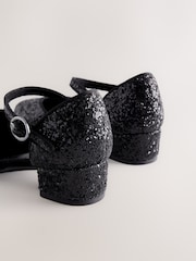 Black Glitter Standard Fit (F) Two Part Heeled Shoes - Image 3 of 5