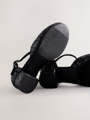 Black Glitter Standard Fit (F) Two Part Heeled Shoes - Image 4 of 5