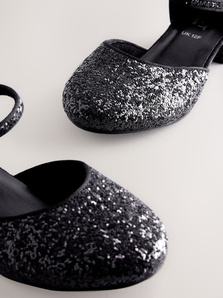 Black Glitter Standard Fit (F) Two Part Heeled Shoes - Image 5 of 5 Black Glitter Standard Fit (F) Two Part Heeled Shoes - Image 5 of 5